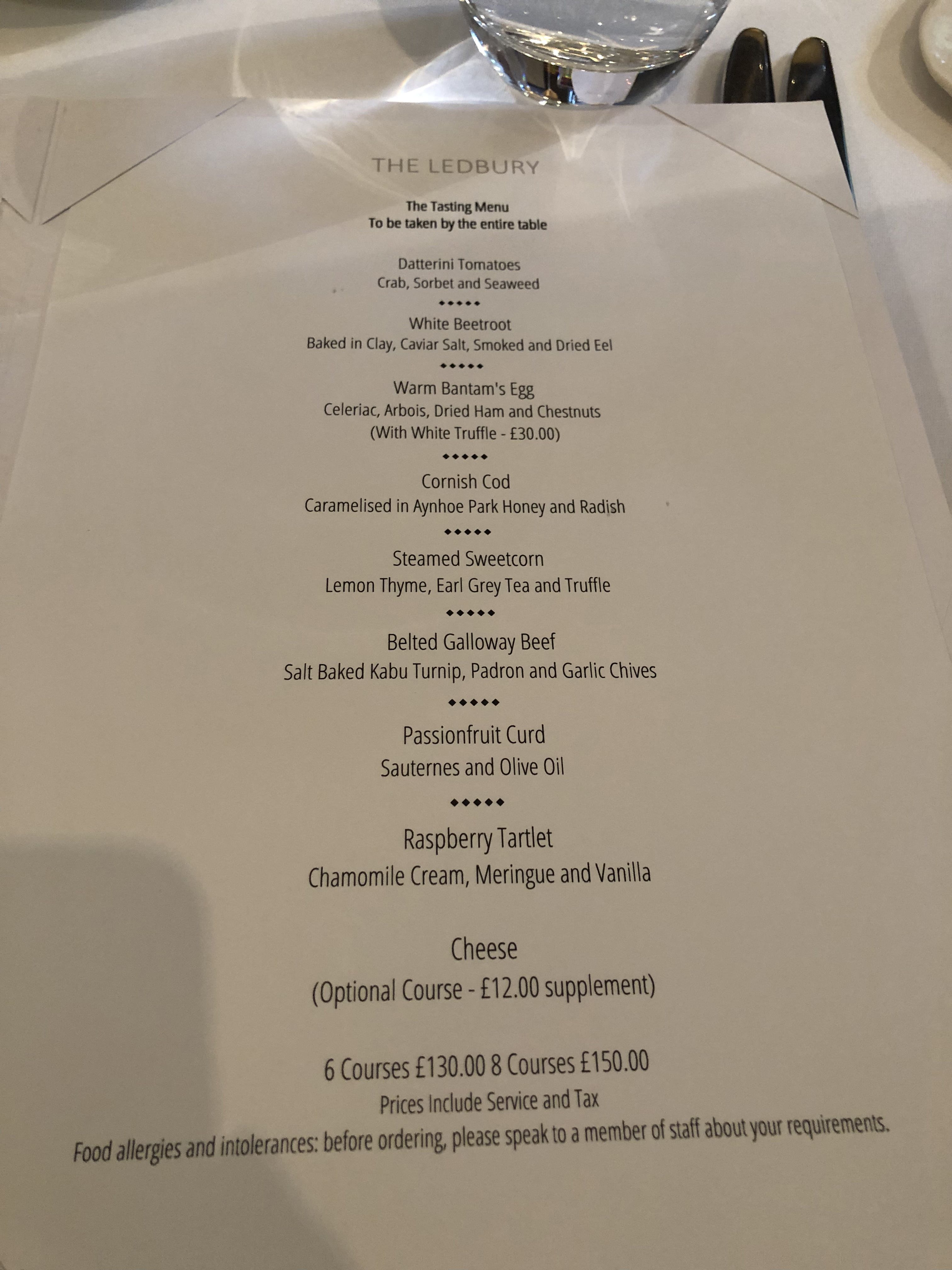 The Ledbury tasting menu