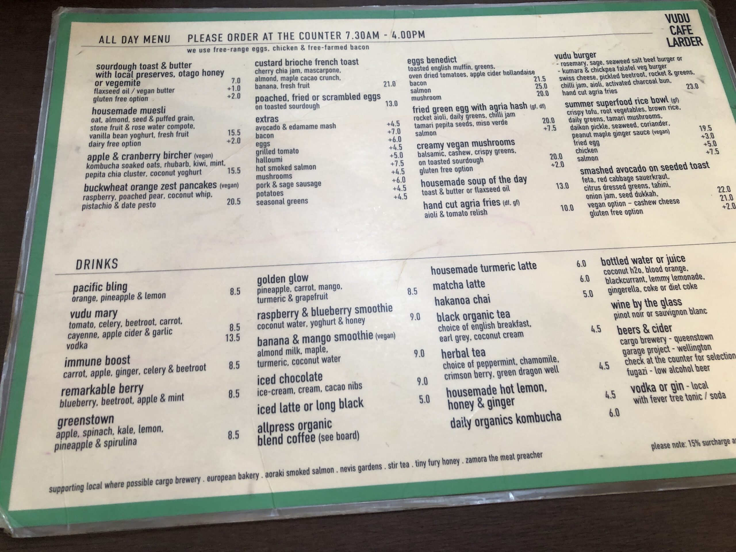 Vudu Cafe Larder menu