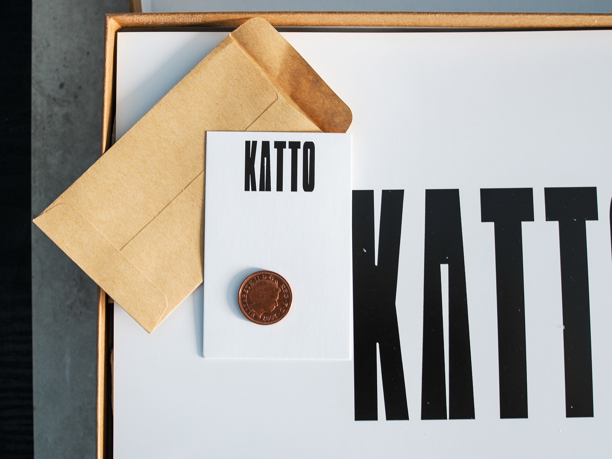 a penny with Katto package box