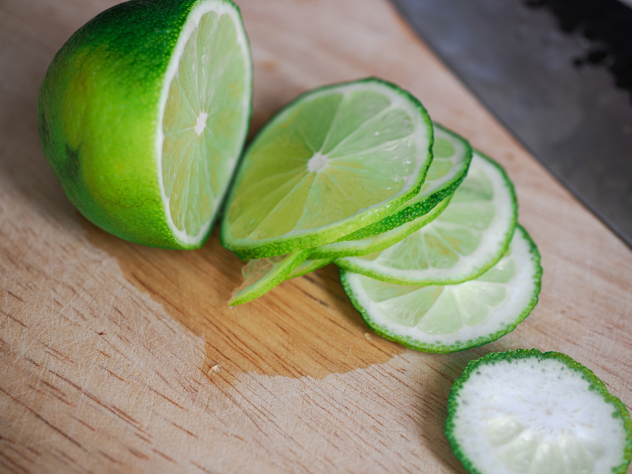 close up sliced limes