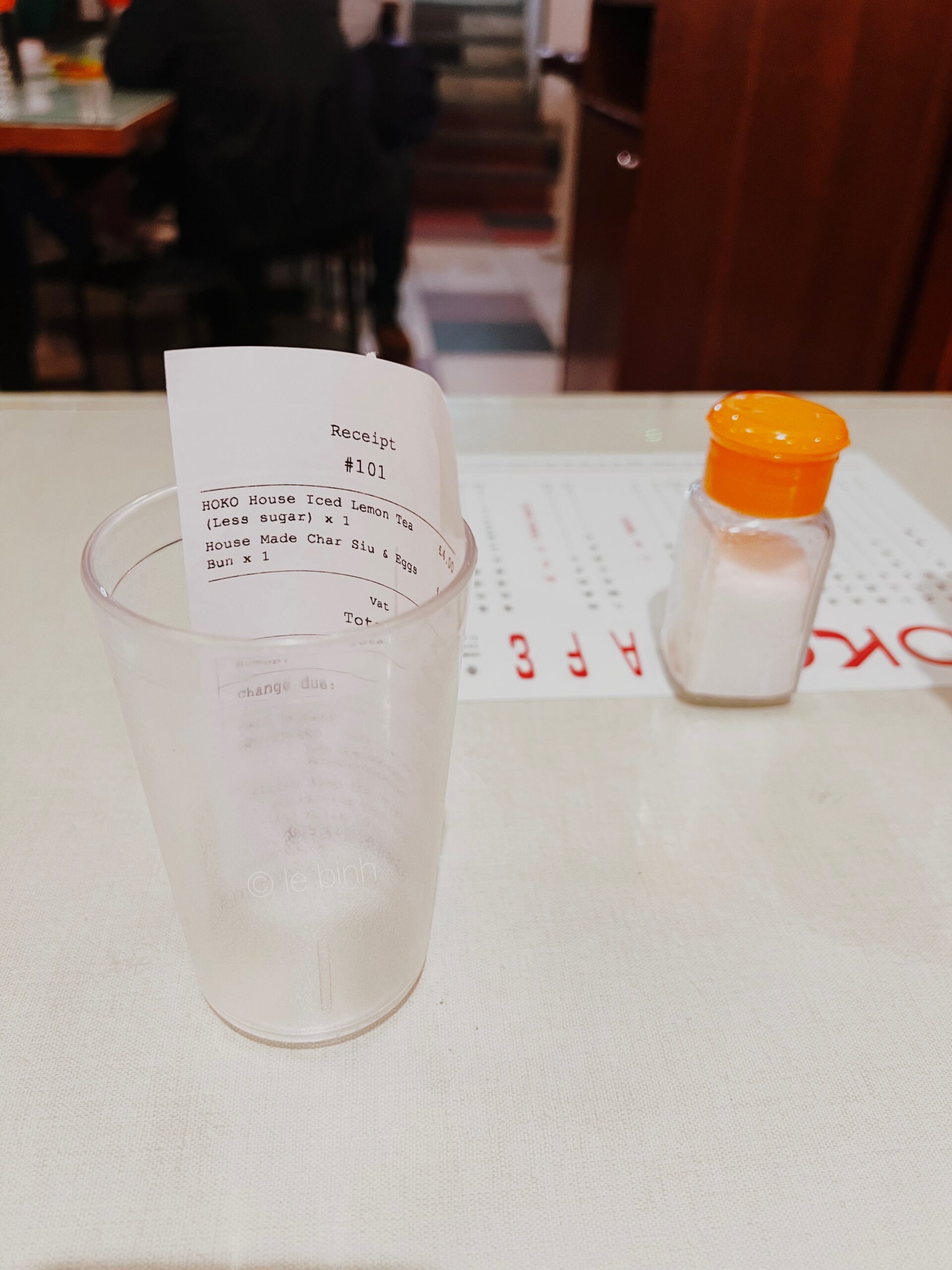 receipt in cup