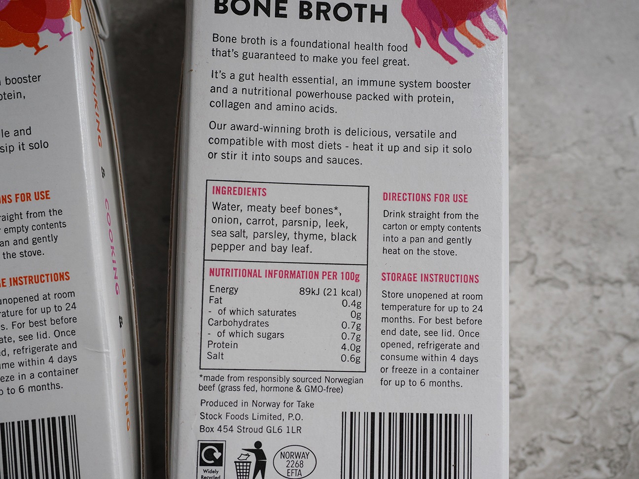 Take Stock Beef bone broth ingrediants