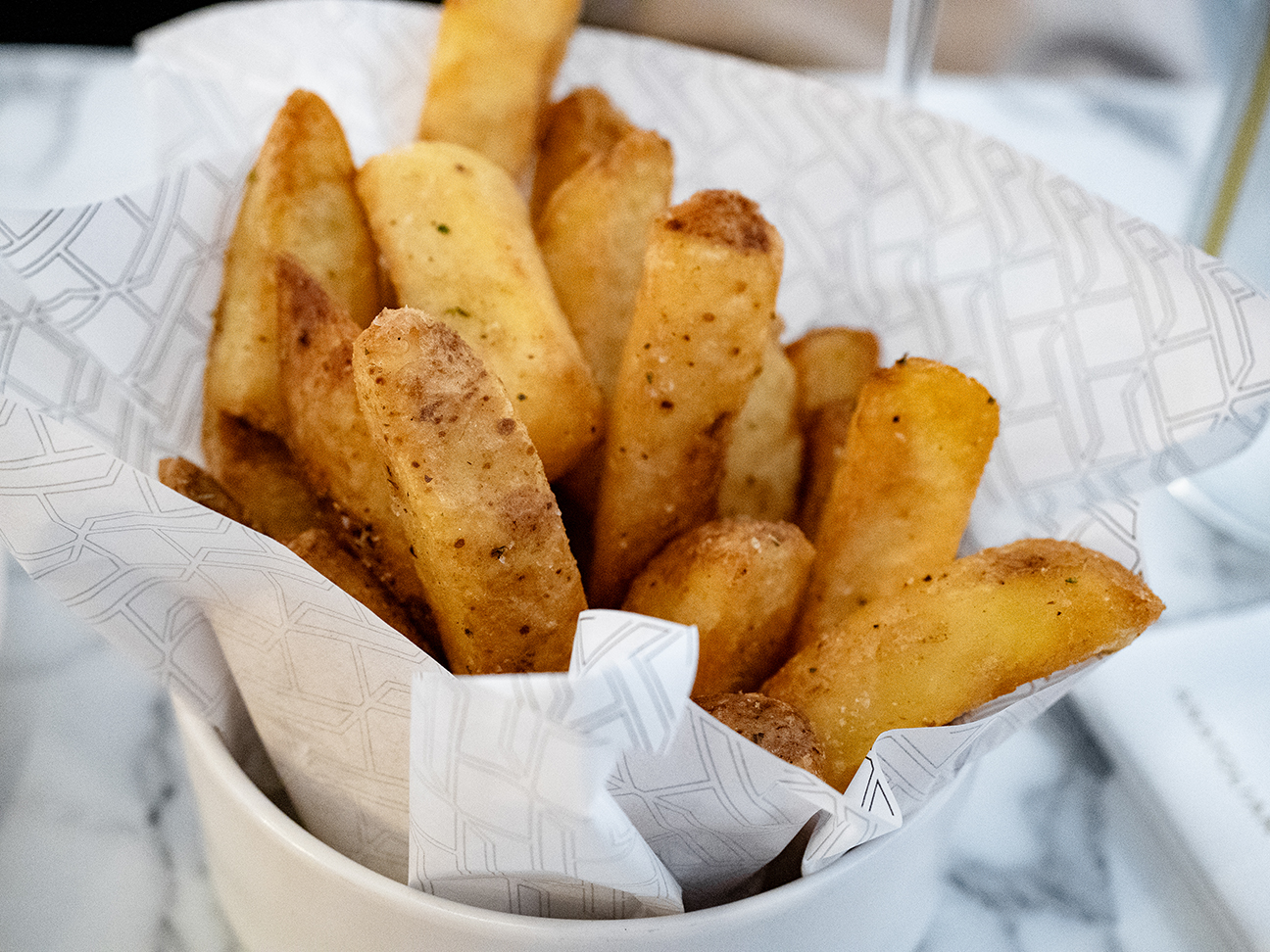 close up hand cut chips