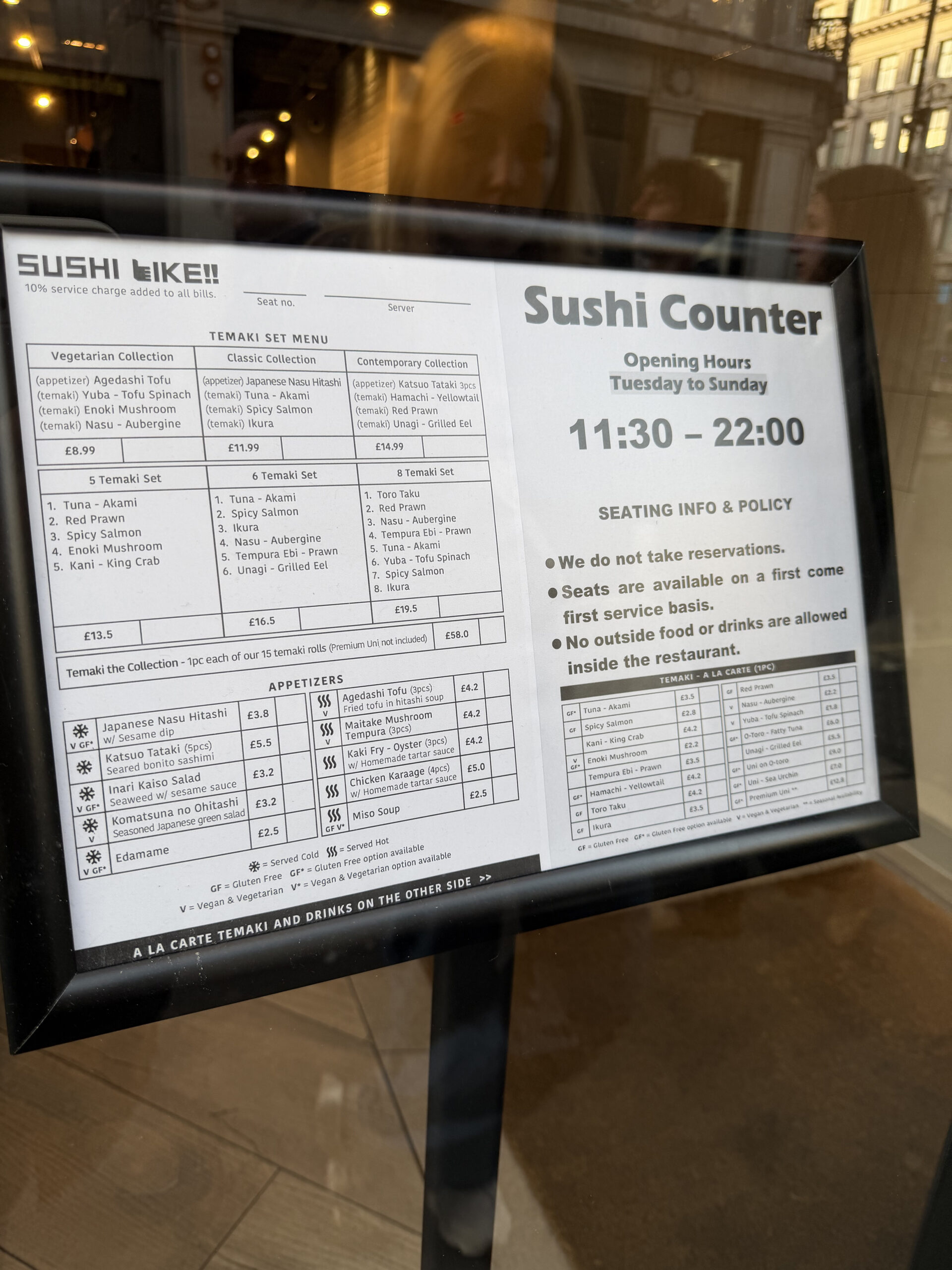 Sushi Like by Kintan menu outside