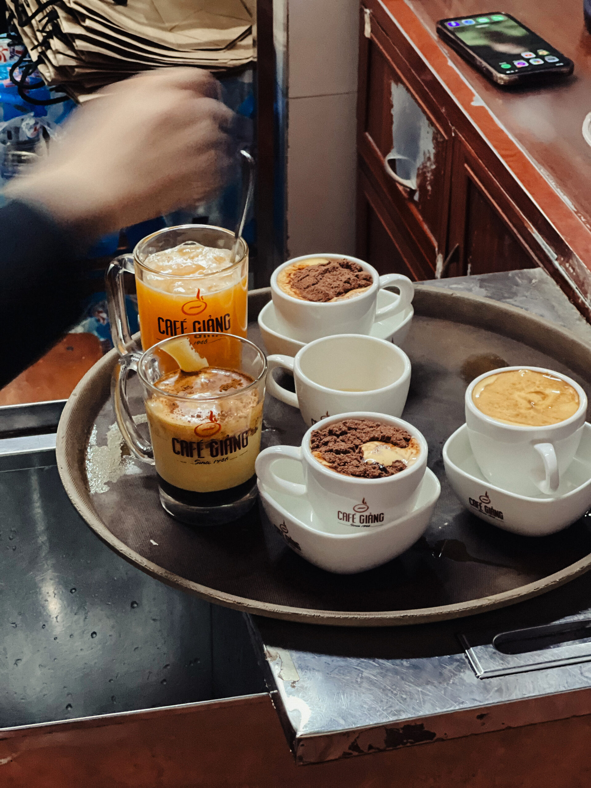 assortment of coffees at Cafe Giảng