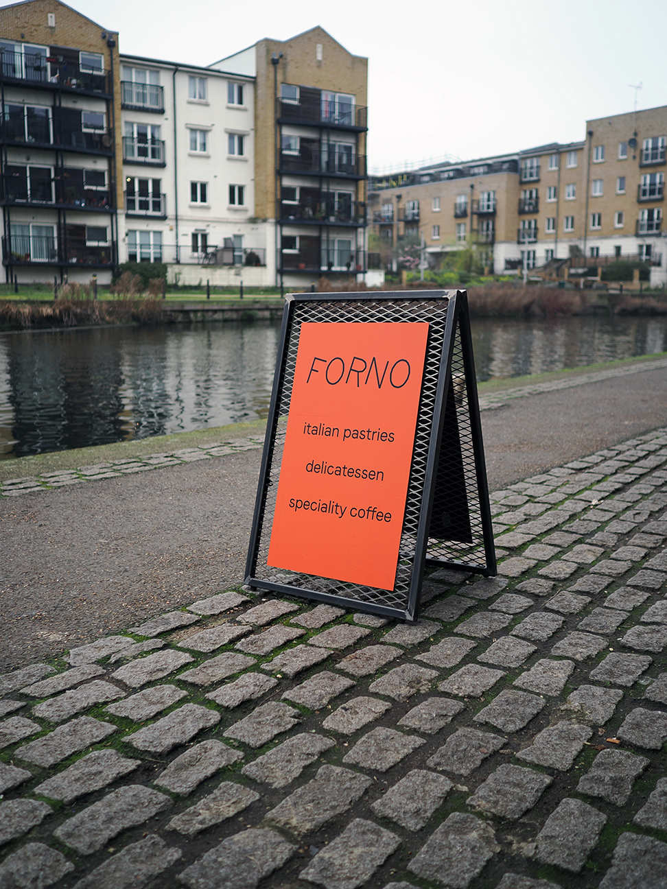 Forno ragged cafe Mile End The Ragged School sign by the canal