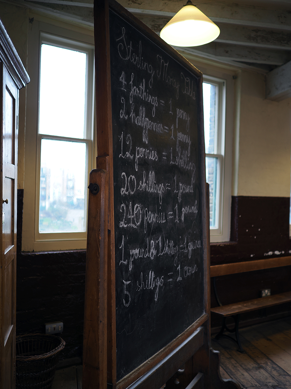 blackboard inside The Ragged School musuem