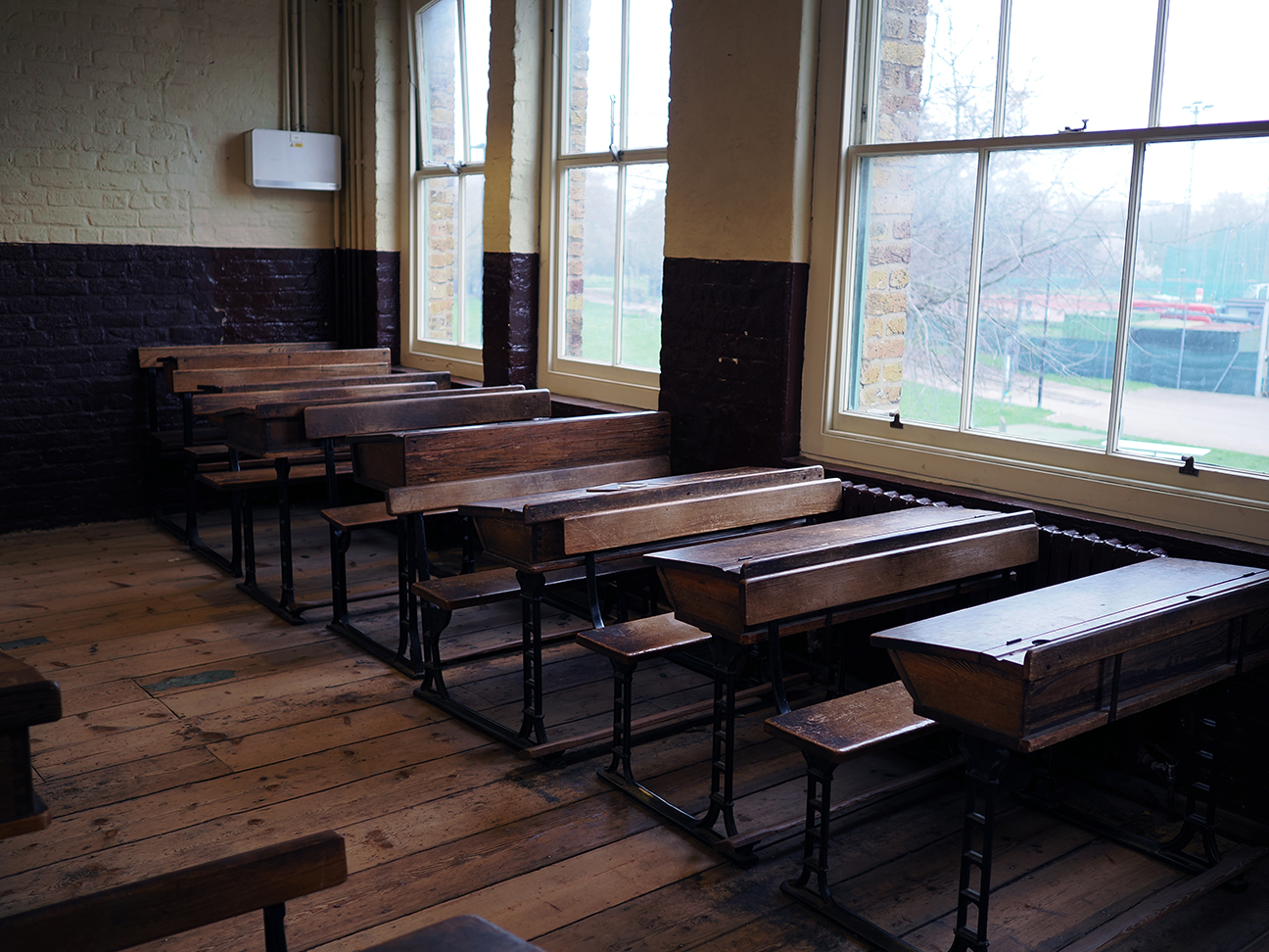 old school tables at The Ragged School