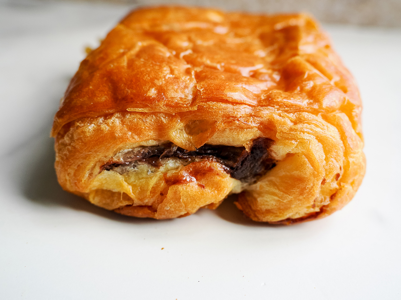 Koubo Hokkaido chocolate cream bread close up