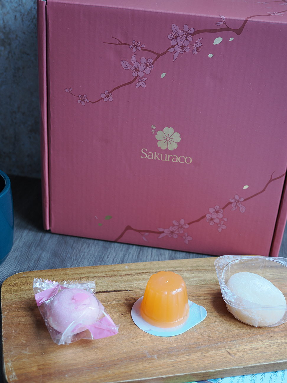 Sakuraco box with snacks on board