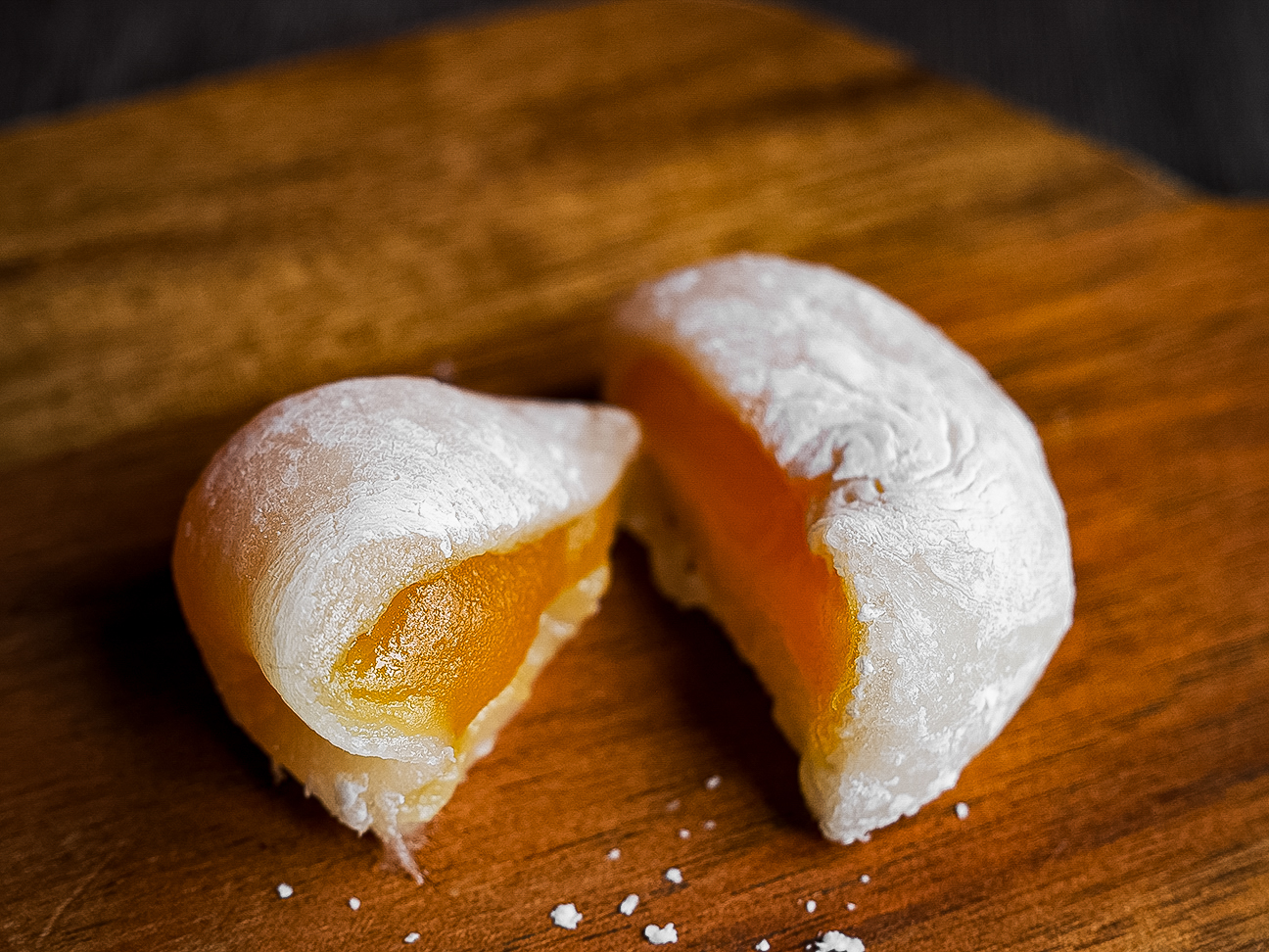 close up of Sanwa Yubari Melon Daifuku mochi