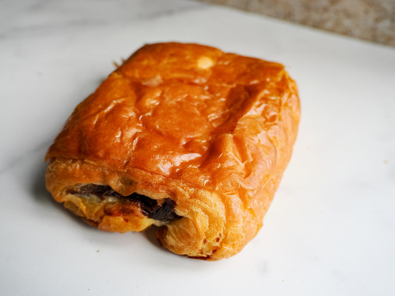side view of Koubo Hokkaido chocolate cream bread